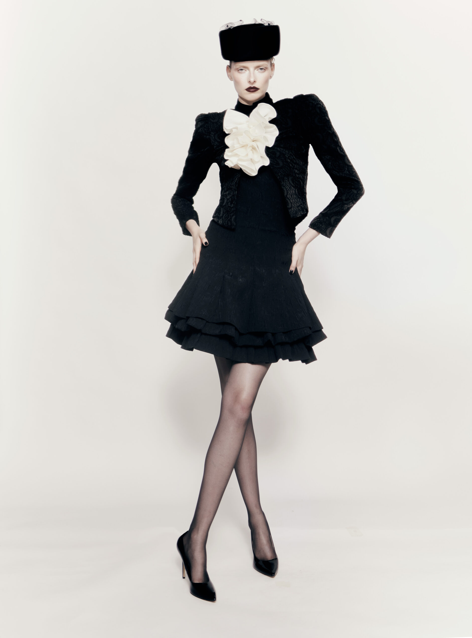 Ruffle Necktie Dress Set
