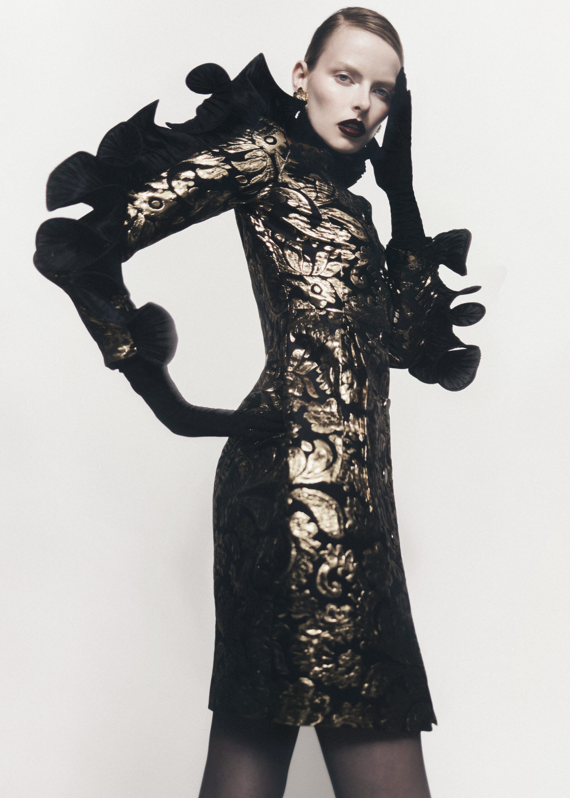 Gold Ruffle Coat Dress - Image 2